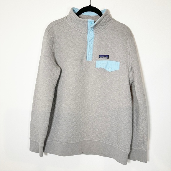 Patagonia Sweater Womens Organic Cotton Quilt Snap-T Pullover Size Medium **flaw - Picture 1 of 11